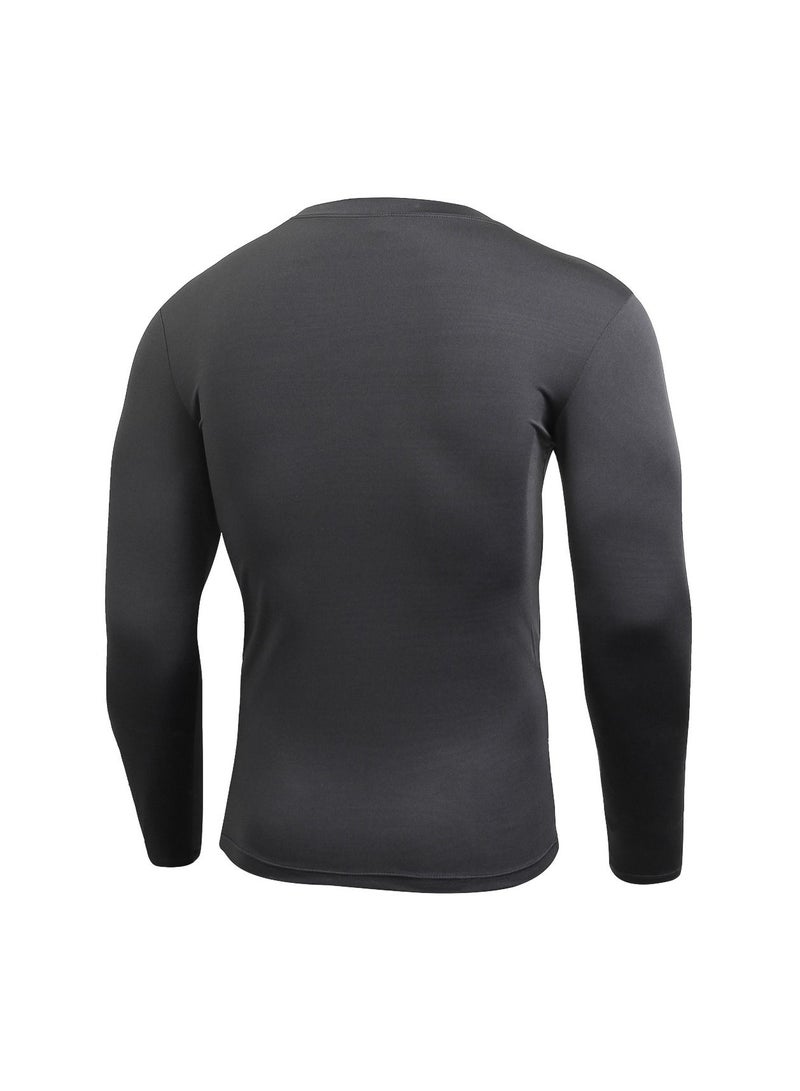 NIBEMINENT Men Quick Dry Breathable Long Sleeve Shirt Black - Image 2
