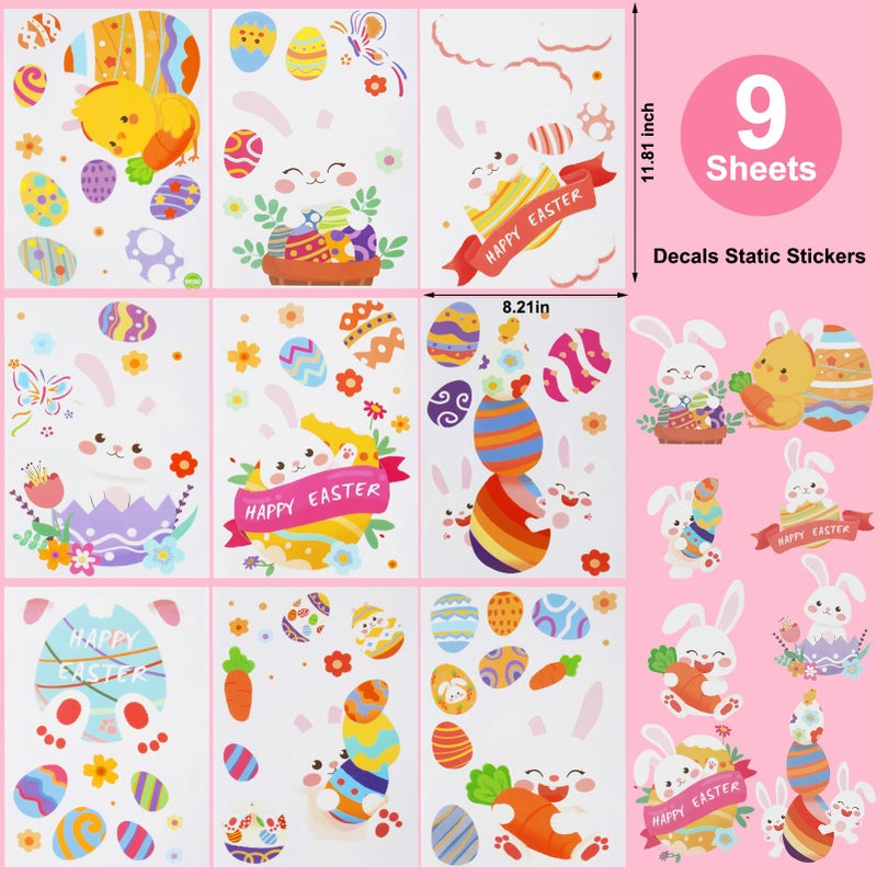 DealBeta Easter Window Clings,9 Sheets Easter Bunny Egg Tree Chick Window Cling Multicolor Decorations for Glass Spring Window Clings Decal - Image 5