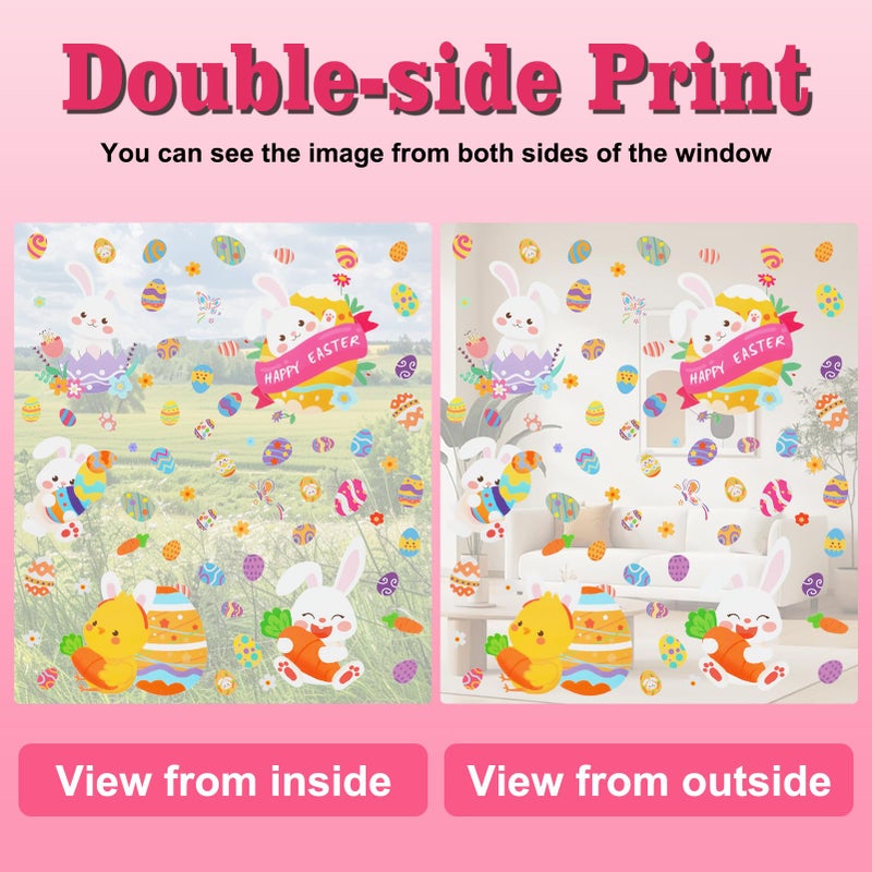 DealBeta Easter Window Clings,9 Sheets Easter Bunny Egg Tree Chick Window Cling Multicolor Decorations for Glass Spring Window Clings Decal - Image 3