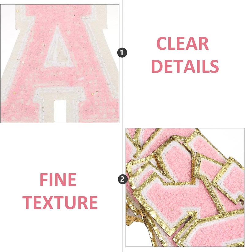 TIDTALEO 26 Pcs Pink Adhesive English Alphabet Embroidered Sewing Patches for Clothing Repair and Decoration, Clothes Appliques for Jackets, Hats, Towels, DIY Craft Accessories - Image 3