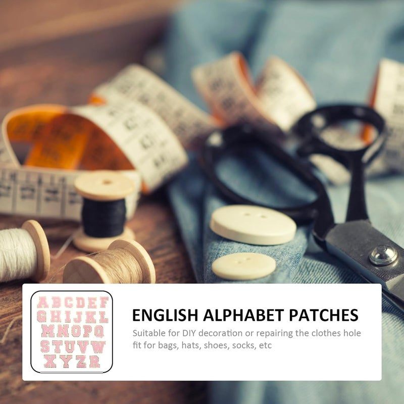 TIDTALEO 26 Pcs Pink Adhesive English Alphabet Embroidered Sewing Patches for Clothing Repair and Decoration, Clothes Appliques for Jackets, Hats, Towels, DIY Craft Accessories - Image 4
