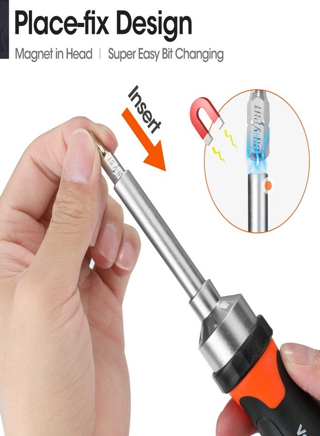 ValueMax 13-in-1 Multi-bit Ratcheting Screwdriver Set Tool All in One, Portable Multi-purpose Ratchet Screw-driver, Slotted/Philips/Torx/Square - Image 4