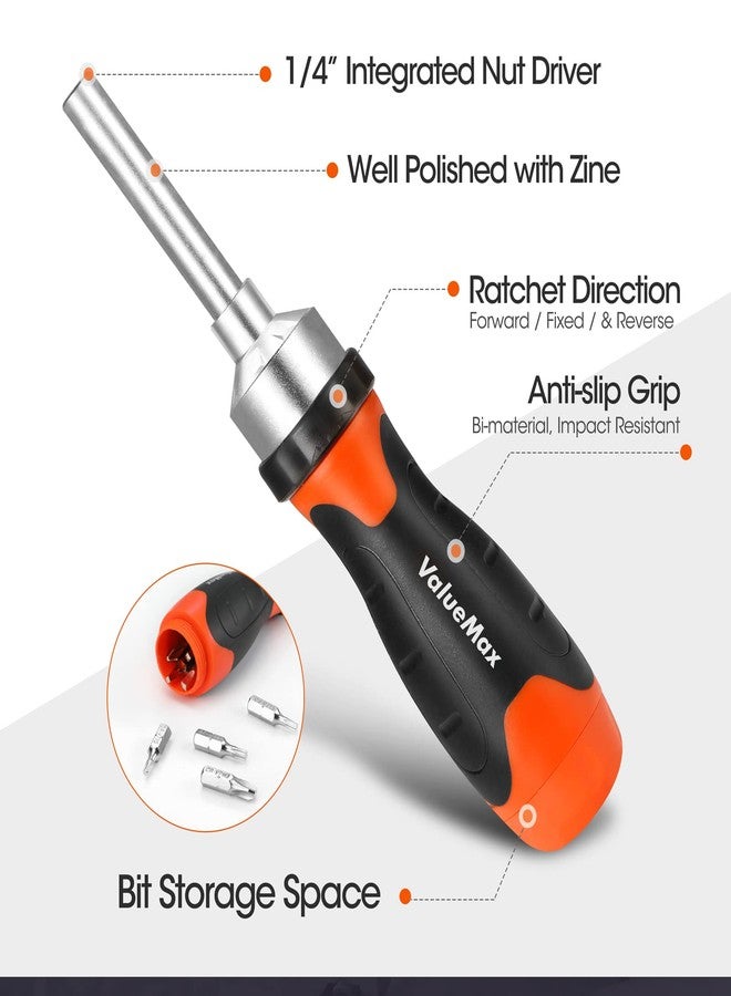 ValueMax 13-in-1 Multi-bit Ratcheting Screwdriver Set Tool All in One, Portable Multi-purpose Ratchet Screw-driver, Slotted/Philips/Torx/Square - Image 2