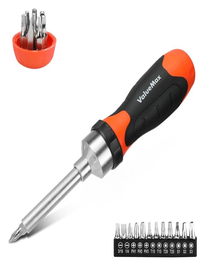 ValueMax 13-in-1 Multi-bit Ratcheting Screwdriver Set Tool All in One, Portable Multi-purpose Ratchet Screw-driver, Slotted/Philips/Torx/Square - Image 1