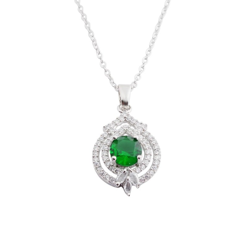 STYOLLO Trendy Silver Pendant Necklace American Diamond Jewellery Set For Women & Girls with Crystal Zirconia Stones | Stylish Charm Girls Necklace for Gift, Valentine, Birthday-Pack of 1 Necklace - Image 1