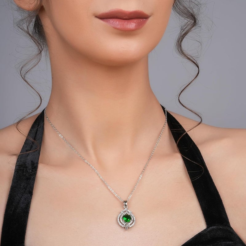 STYOLLO Trendy Silver Pendant Necklace American Diamond Jewellery Set For Women & Girls with Crystal Zirconia Stones | Stylish Charm Girls Necklace for Gift, Valentine, Birthday-Pack of 1 Necklace - Image 3
