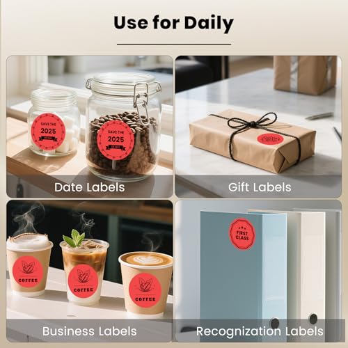 FINDAT Red Round Thermal Labels 3 Inch Vinyl Circle Waterproof Direct Printer Sticker Self-Adhesive Perforated Name Tag for Logo DIY QR Design Office Address 500 PCS - Image 5