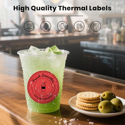 FINDAT Red Round Thermal Labels 3 Inch Vinyl Circle Waterproof Direct Printer Sticker Self-Adhesive Perforated Name Tag for Logo DIY QR Design Office Address 500 PCS - Image 4