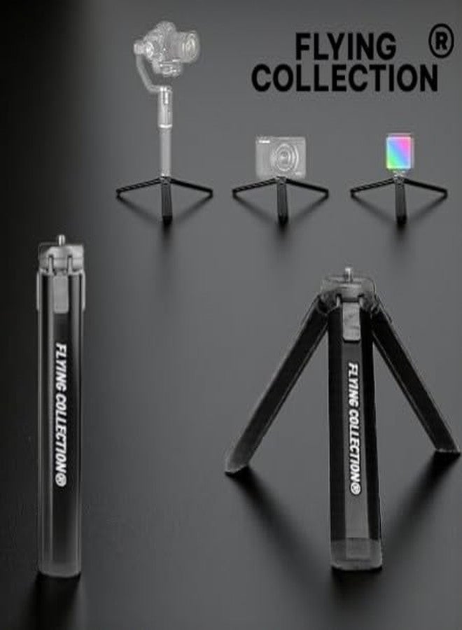 FLYING COLLECTION® Metal Alloy Mini Tripod Stand | Portable Tabletop Tripod with 1/4" Screw Mount | Compatible with DSLR, Action Camera & Mobile Holder | Compact Vlogging Grip Stand (Black) - Image 2