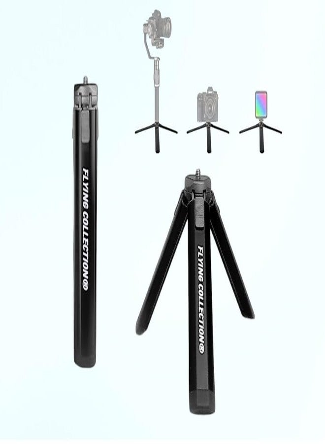 FLYING COLLECTION® Metal Alloy Mini Tripod Stand | Portable Tabletop Tripod with 1/4" Screw Mount | Compatible with DSLR, Action Camera & Mobile Holder | Compact Vlogging Grip Stand (Black) - Image 1