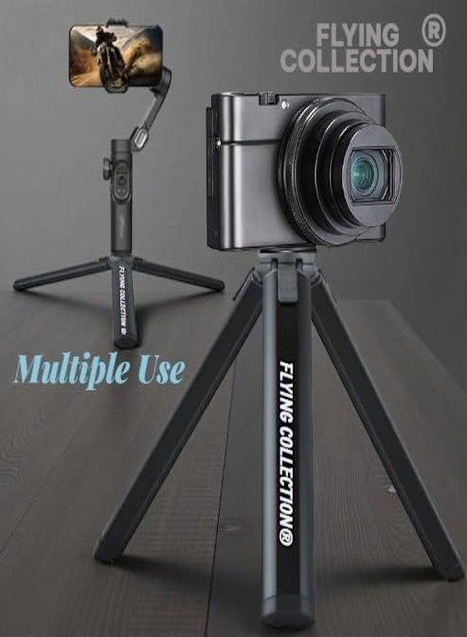 FLYING COLLECTION® Metal Alloy Mini Tripod Stand | Portable Tabletop Tripod with 1/4" Screw Mount | Compatible with DSLR, Action Camera & Mobile Holder | Compact Vlogging Grip Stand (Black) - Image 4