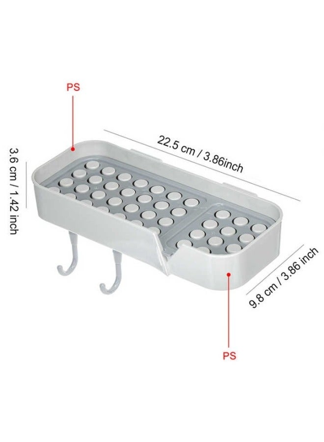 Adhesive Sticker Wall Mounted Waterproof Soap Dish Case Holder Towel Holder with 2 Hook for Kitchen Sink Bathroom - Image 3