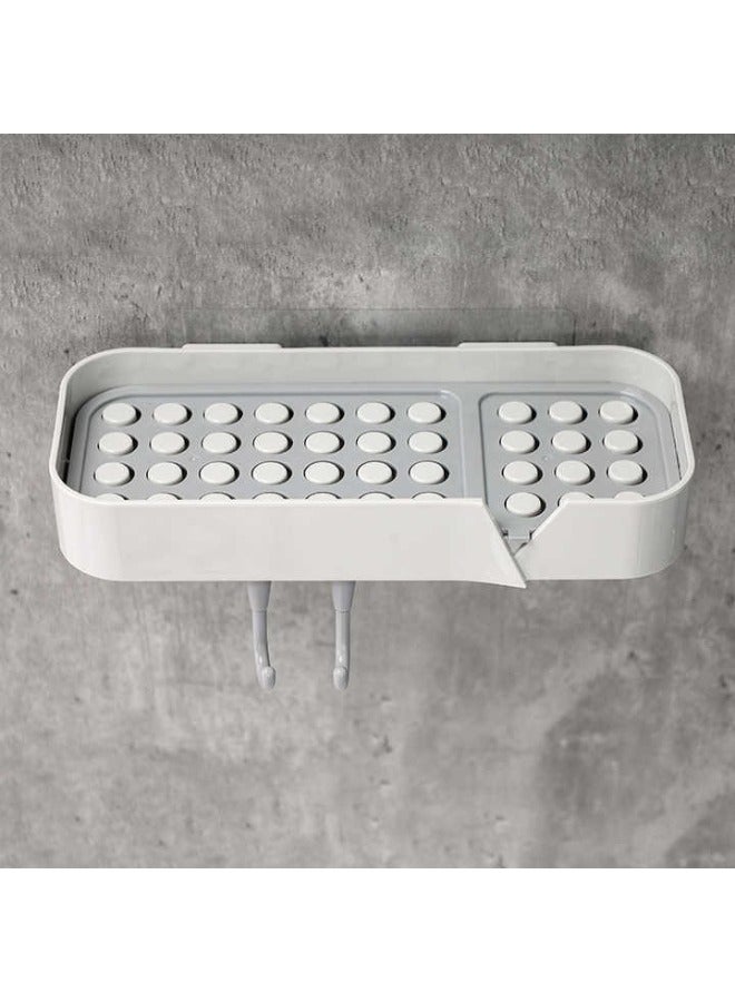 Adhesive Sticker Wall Mounted Waterproof Soap Dish Case Holder Towel Holder with 2 Hook for Kitchen Sink Bathroom - Image 5