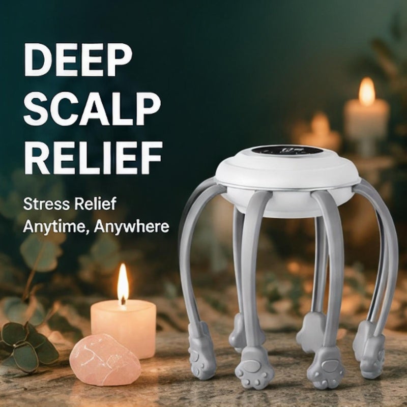 Electric Scalp Massager Waterproof Deep-Kneading Head Massager with Soft Flexible Nodes for Stress Relief - Ergonomic Handheld Scalp Scrubber for Shower Spa Treatment Hair Care - Image 2