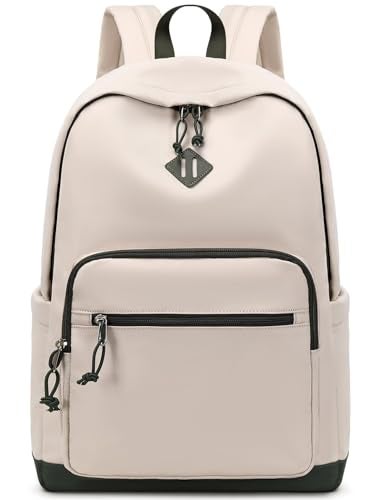 Lohol Classic Backpack for Girls Boys Teens, Lightweight Daypacks for School and Travel (Beige & Green) - Image 1