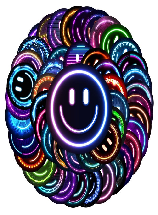Wercokt 50PCS Smiling Neon Stickers, Cute Water Bottle Stickers for Kids, for Teaching Rewards, Notebooks, Stationery, Luggage, Cartoon PVC Happy Stickers - Image 1