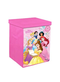 Kuber Industries Kuber Industries Foldable Laundry Basket for Clothes with Lid | Disney Princess Print | Cloth Storage Box for Washing | Toy Storage Organizer | 45 LTR | Pink  - Image 1