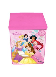 Kuber Industries Kuber Industries Foldable Laundry Basket for Clothes with Lid | Disney Princess Print | Cloth Storage Box for Washing | Toy Storage Organizer | 45 LTR | Pink  - Image 2