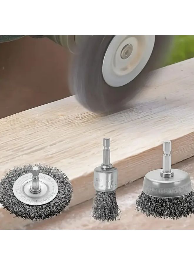 6pcs Steel Wire Brush Wheel Cup Set With 1 4 Inch Hex Shank For Rust Removal - Image 2
