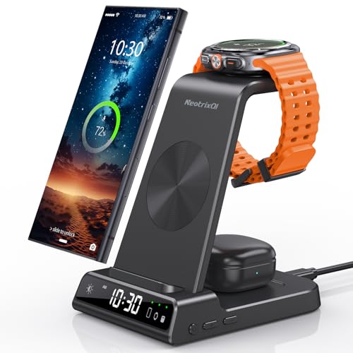 NeotrixQI Wireless Charger for Samsung Charging Station, 3 in 1 Android Phone Charger for Samsung Galaxy S25 Ultra/S24 Ultra/S23/Flip7, Galaxy Watch 8/8 Classic/Ultra/7/6/5, Galaxy Buds 3 Pro/3 - Image 1