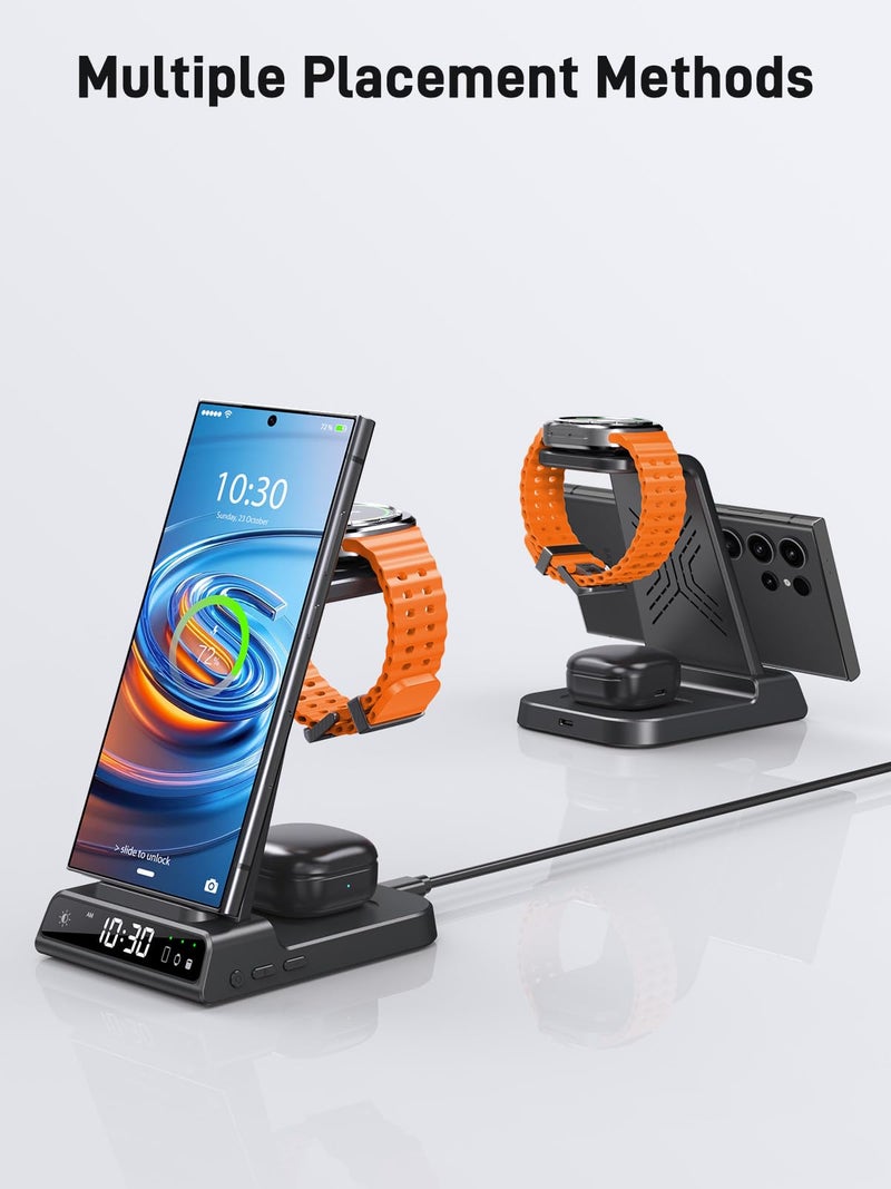 NeotrixQI Wireless Charger for Samsung Charging Station, 3 in 1 Android Phone Charger for Samsung Galaxy S25 Ultra/S24 Ultra/S23/Flip7, Galaxy Watch 8/8 Classic/Ultra/7/6/5, Galaxy Buds 3 Pro/3 - Image 5