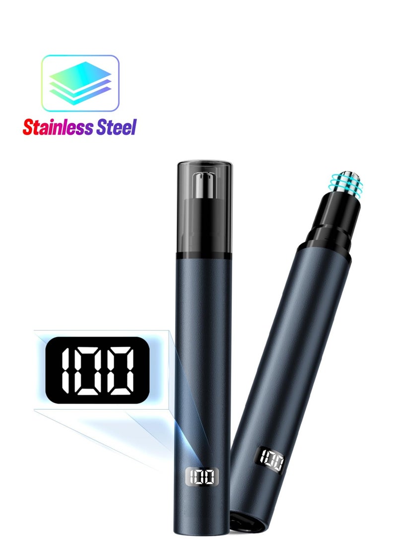 Excefore Nose Hair Trimmer for Men and Women with LED Light Intelligent Digital Display, Ear and Nose Hair Clipper, Professional Painless USB Rechargeable Battery Trimmers, Royal Blue, Upgrade Version - Image 1