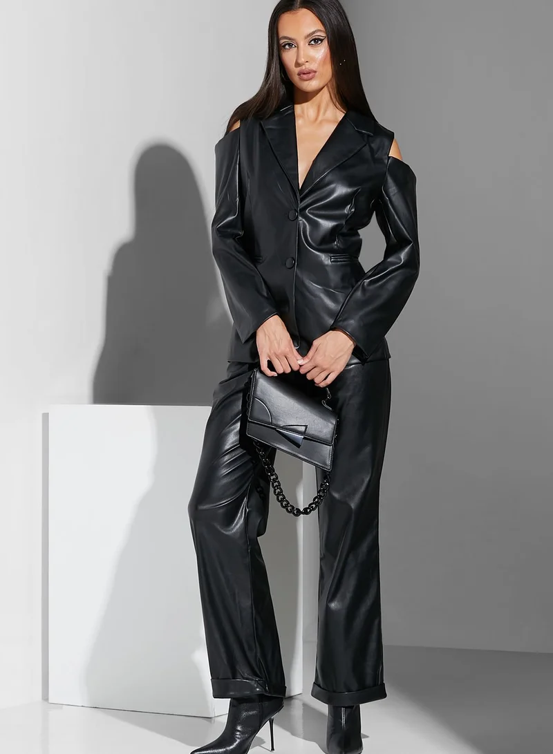 Namshi x Renee 11:11 Cold Shoulder Leather Jacket