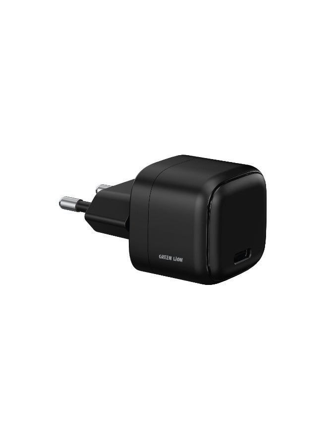 GREEN LION NEXIO Single Port Wall Charger EU Plug 20W 1C / Charging Protection / USB-C Port -Black - Image 1