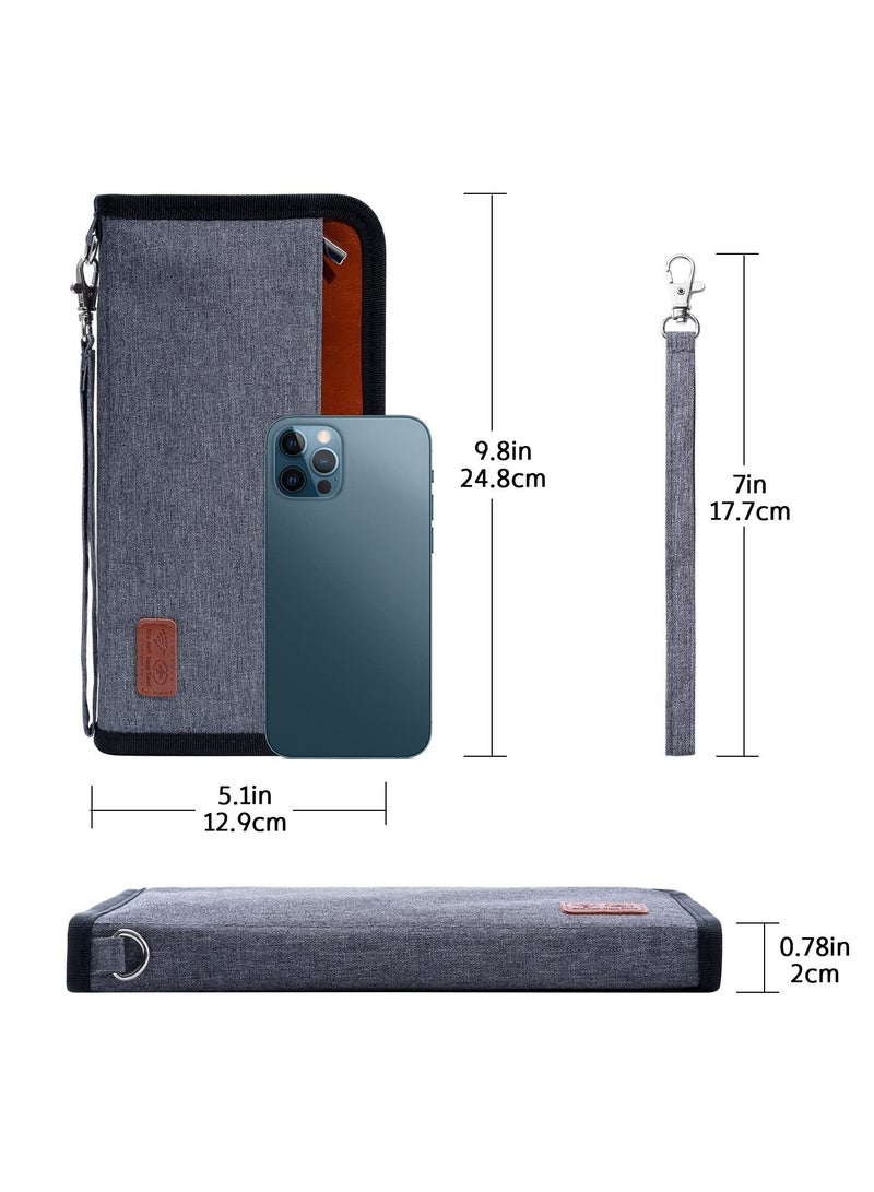 Zikra Travel Wallet and Family Passport Holder Organizer with RFID Blocking, Zippered Compartment for ID, Money, Tickets, and Luggage Tag - Durable Materials (Gray) - Image 5