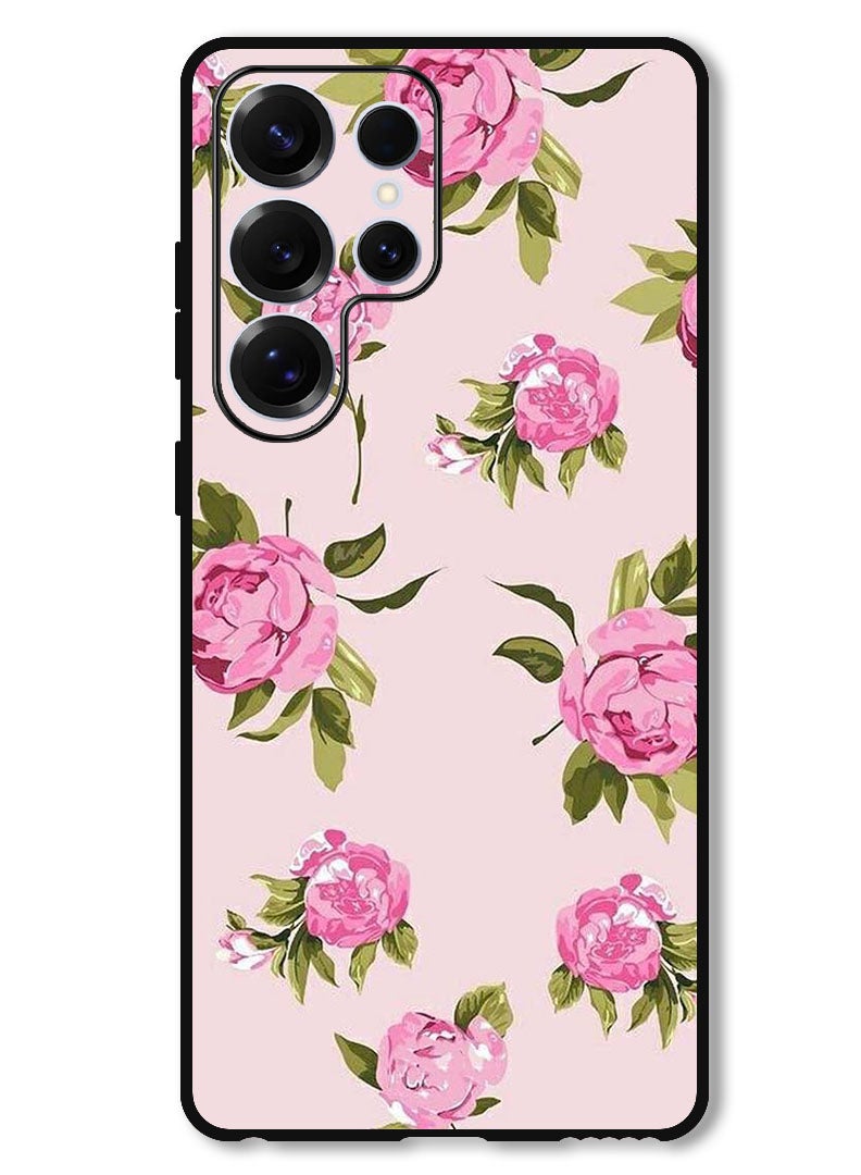 Theodor Protective Case Anti Scratch Shock Proof Bumper Cover For Samsung Galaxy S25 Ultra Hand Painting Pink Flower - Image 1