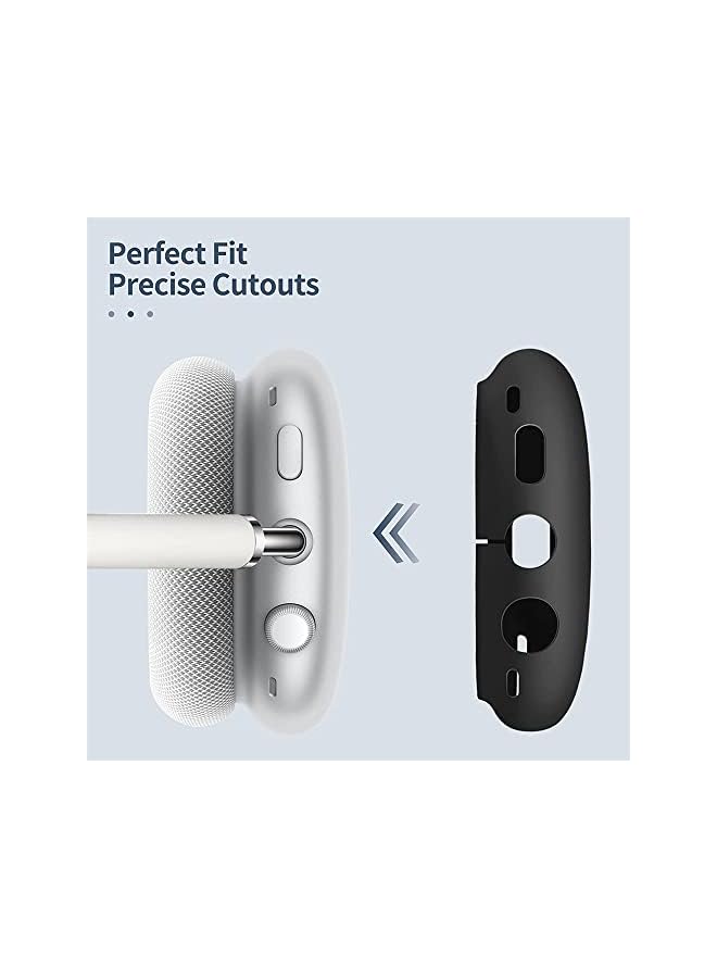 erorex Silicone Case Cover For Air Pods Max Headphones Anti Scratch Ear Cups Cover And Headband Cover For Air Pods Max Accessories Skin Protector For Air Pods Max Headset Protective Accessories Black - Image 3