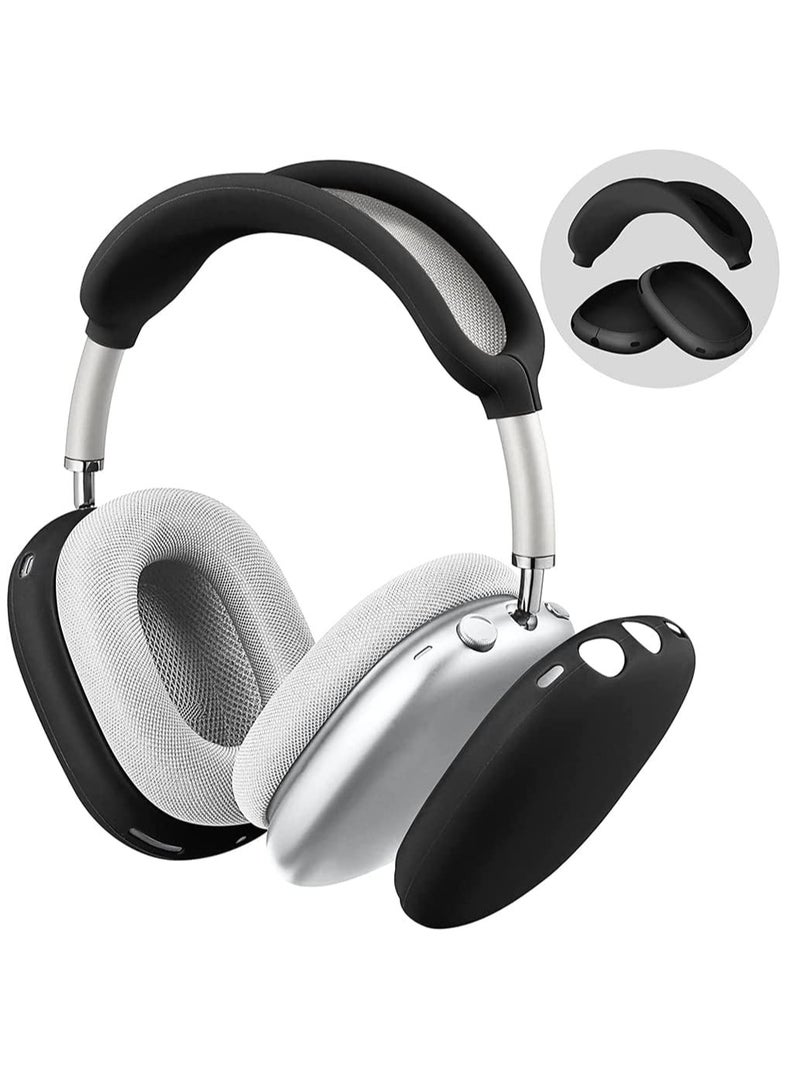 erorex Silicone Case Cover For Air Pods Max Headphones Anti Scratch Ear Cups Cover And Headband Cover For Air Pods Max Accessories Skin Protector For Air Pods Max Headset Protective Accessories Black - Image 1