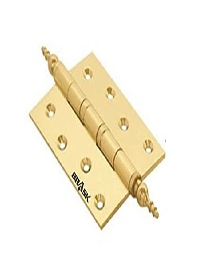 BRASK Brass Temple Bearing Hinges 4" x 3" x 3 mm (Pack of 3) (Golden Satin Finish) - Image 1