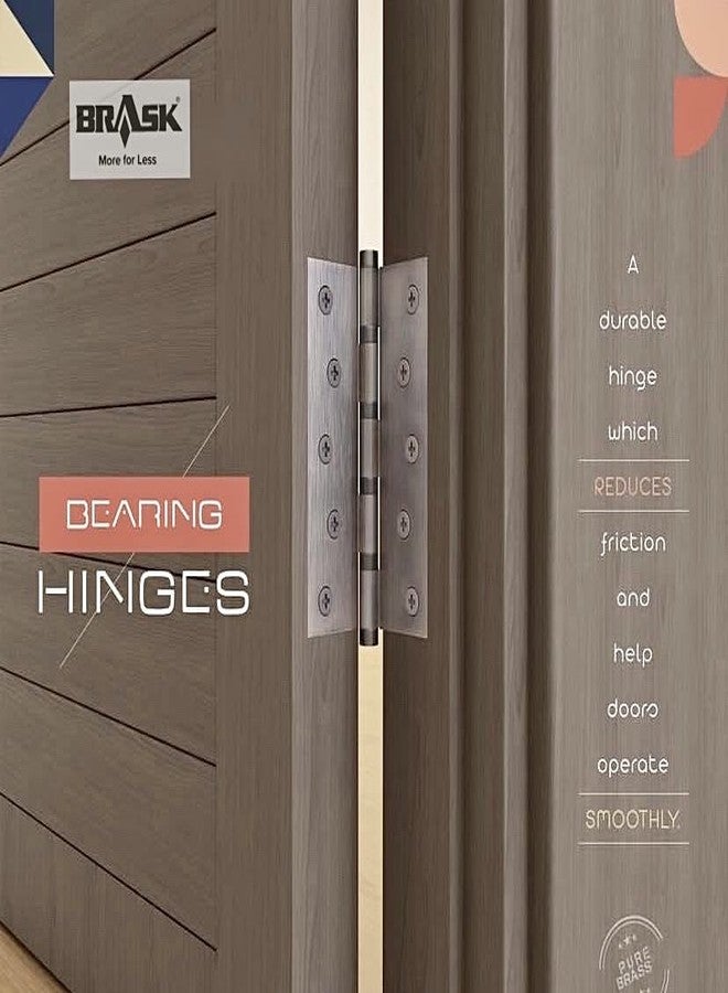 BRASK Brass Temple Bearing Hinges 4" x 3" x 3 mm (Pack of 3) (Golden Satin Finish) - Image 5