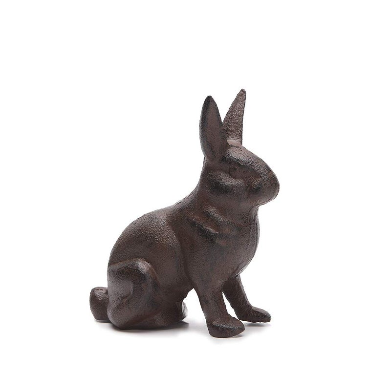 BRASSTAR Cast Iron Rabbit Statue Garden Lawn Home Office Desk Decor Paperweight Collection Bunny Figurine Animal Lover Gift PTWQ011 - Image 1