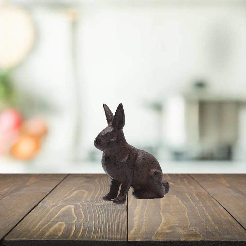 BRASSTAR Cast Iron Rabbit Statue Garden Lawn Home Office Desk Decor Paperweight Collection Bunny Figurine Animal Lover Gift PTWQ011 - Image 4