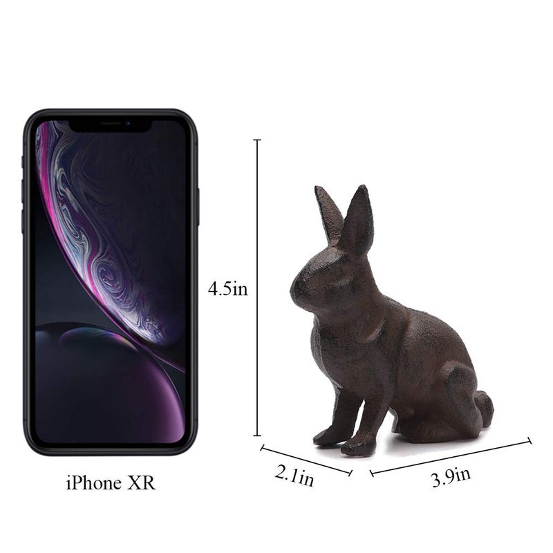 BRASSTAR Cast Iron Rabbit Statue Garden Lawn Home Office Desk Decor Paperweight Collection Bunny Figurine Animal Lover Gift PTWQ011 - Image 2