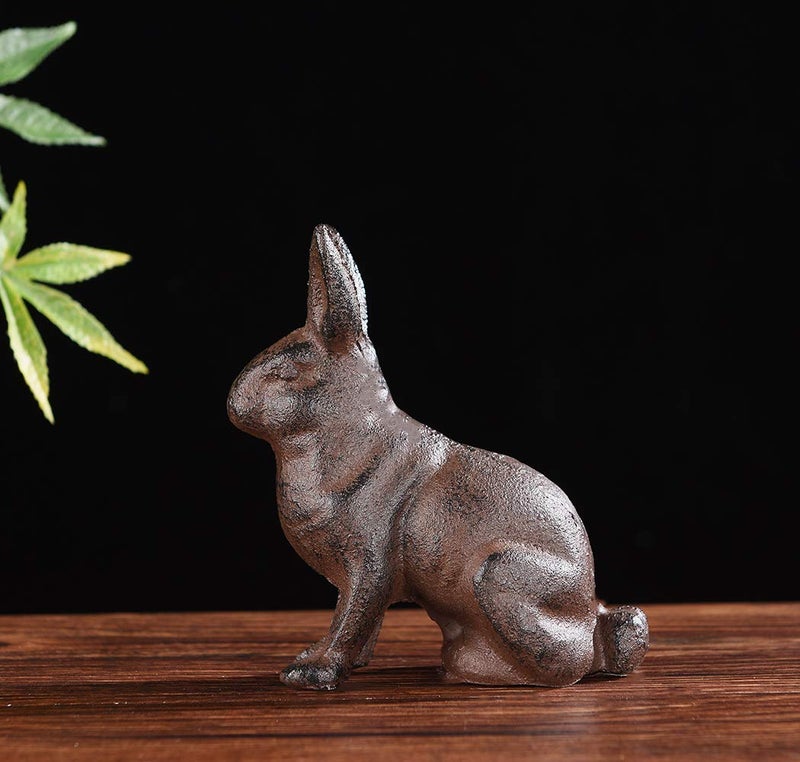 BRASSTAR Cast Iron Rabbit Statue Garden Lawn Home Office Desk Decor Paperweight Collection Bunny Figurine Animal Lover Gift PTWQ011 - Image 5