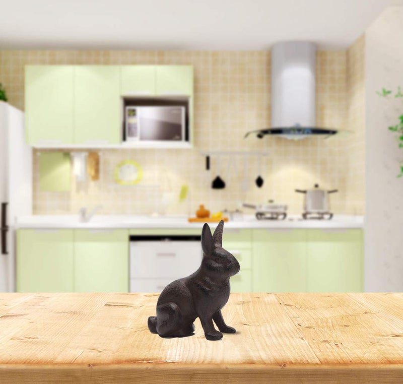 BRASSTAR Cast Iron Rabbit Statue Garden Lawn Home Office Desk Decor Paperweight Collection Bunny Figurine Animal Lover Gift PTWQ011 - Image 3
