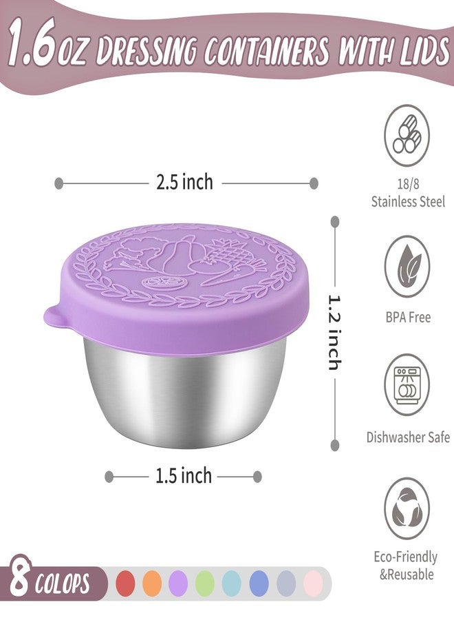 SANEXC 8 Pack - 1.6 Oz Small Salad Dressing Containers To Go, Leakproof Condiment Containers with Lids Reusable Stainless Steel Sauce Cups for Lunch Boxes Kitchen Storage Picnics Travel Meal Prep - Image 2