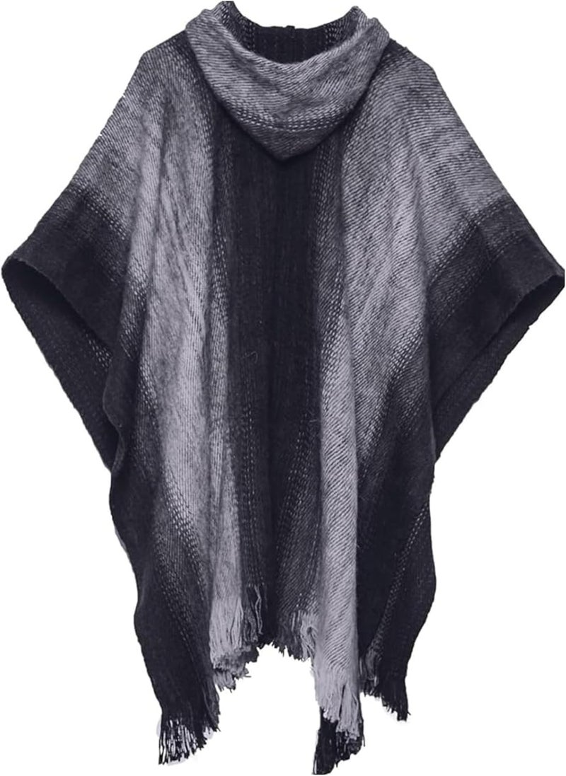 Gamboa Alpaca Hooded Poncho in Dark Gray - Image 4