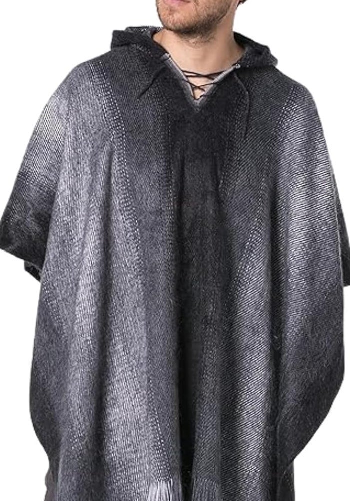 Gamboa Alpaca Hooded Poncho in Dark Gray - Image 1