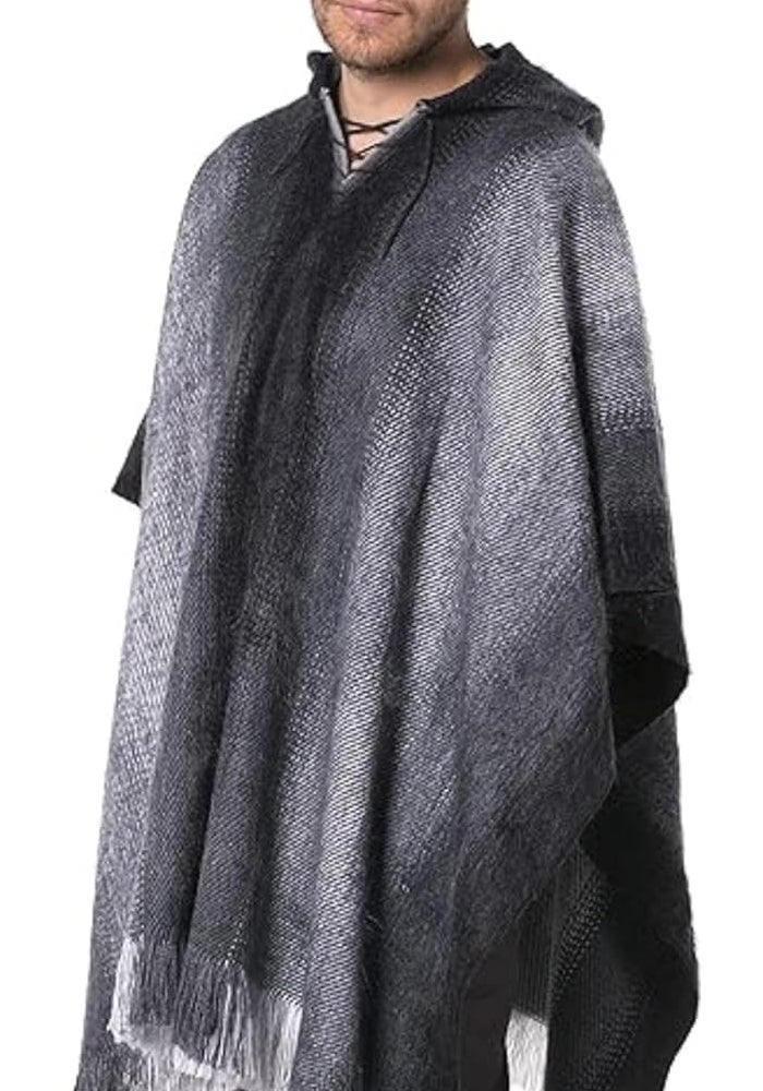 Gamboa Alpaca Hooded Poncho in Dark Gray - Image 5