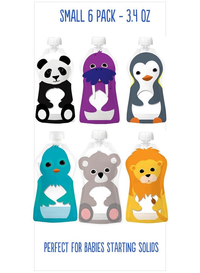 Squooshi Reusable Baby Food Pouches for Toddlers | BPA Free Plastic, Food Safe, Freezer Safe | Refillable for Applesauce Yogurt & Puree Squeeze Pouch | 6 Pack | 3.4 oz - Image 1