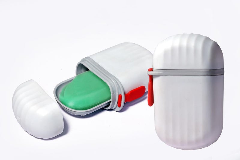 Anshri Plastic Soap Box Holder Travel Portable Soap Dish, Creative Soap Box Waterproof Soap Storage Container Household Soap Dish with Cover for Bathroom Soap Case White (Multicolor, Pack of - 1) - Image 1