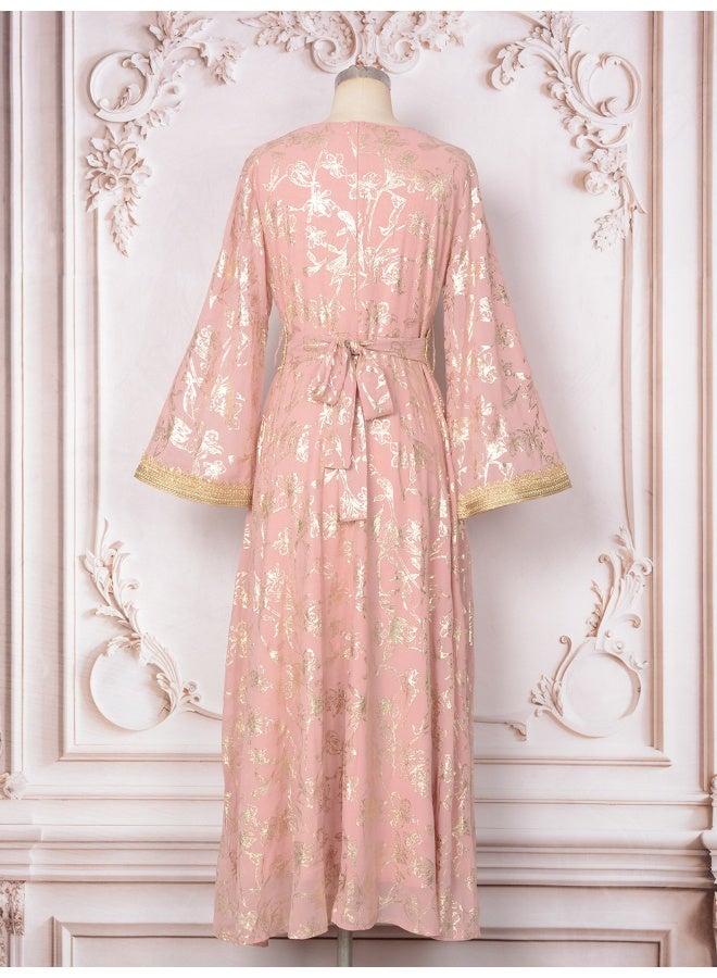 NIBEMINENT Middle East New Burnt Flower Sequin Dress Light Luxury Ladies Party Muslim Abaya Women's Clothing  - Image 4