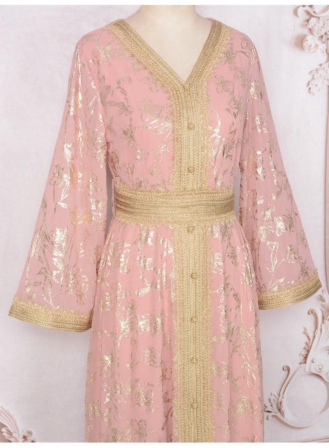 NIBEMINENT Middle East New Burnt Flower Sequin Dress Light Luxury Ladies Party Muslim Abaya Women's Clothing  - Image 3