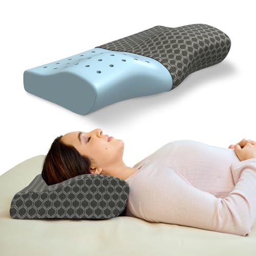 CareFoam Cooling Gel Memory Foam Cervical Neck Pillow | 2 Years Warranty | Pain Relief Sleep, Improves Posture Spinal Alignment, Neck Pain Relief |19 x 12 x 4 Inch| Black Jacquard Cover | Pack of 1 - Image 1