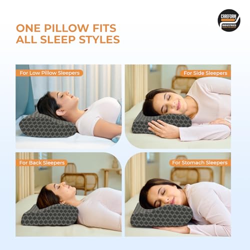 CareFoam Cooling Gel Memory Foam Cervical Neck Pillow | 2 Years Warranty | Pain Relief Sleep, Improves Posture Spinal Alignment, Neck Pain Relief |19 x 12 x 4 Inch| Black Jacquard Cover | Pack of 1 - Image 5