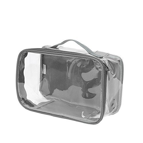 EzPacking Small Clear Travel Packing Cube/See Through PVC Plastic Pouch for Carry On Suitcase, Backpack or Diaper Bag/Transparent Multipurpose Accessories, Makeup & Underwear Organizer w/Handle (Gray) - Image 1